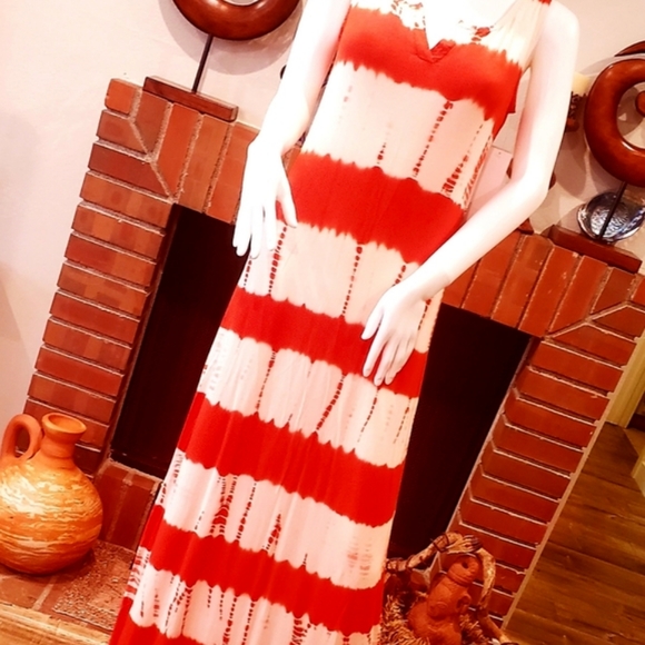 LAPIS Orange/ Ivory Tie Dye Lg. Dress-S-NWOT - Picture 3 of 11